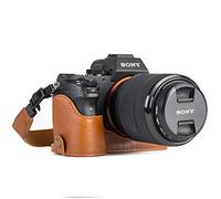MegaGear MG1125 Ever Ready Leather Half Case and Strap with Battery Access for Sony Alpha A7S II/A7R II/A7 II Camera - Light Brown