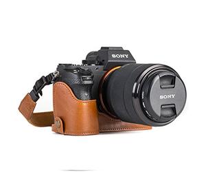 MegaGear MG1125 Finished Leather semi-housing and Battery Strap for Sony Alpha A7S II/A7R II/A7 II Camera - Light Brown