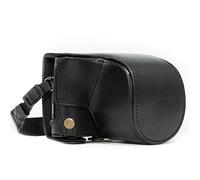 MegaGear MG1140 Ever Ready Leather Case and Strap with Battery Access/12-32 mm Lens for Panasonic Lumix DC-GX850/DC-GF9/DC-GX800/DMC-GF8/DMC-GF7 Camera - Black