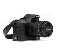 MegaGear MG1170 Ever Ready Leather Half Case and Strap with Battery Access for Nikon D5600/D5500 Camera - Black