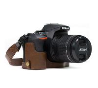 MegaGear MG1171 Ever Ready Leather Half Case and Strap with Battery Access for Nikon D5600/D5500 Camera - Dark Brown