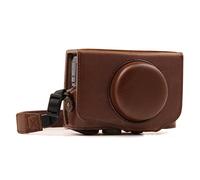 MegaGear MG1174 Canon PowerShot SX740 HS, SX730 HS Ever Ready Leather Camera Case with Strap - Dark Brown