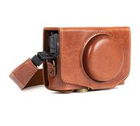 MegaGear MG1177 Canon PowerShot SX740 HS, SX730 HS Ever Ready Genuine Leather Camera Case with Strap - Dark Brown