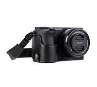 MegaGear MG1203 Ever Ready Genuine Leather Half Case and Strap with Battery Access for Sony Alpha A6500 Camera - Black