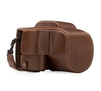 MegaGear MG1224 Ever Ready Leather Case and Strap with Battery Access for Panasonic Lumix DC-FZ80, FZ82 Camera - Dark Brown