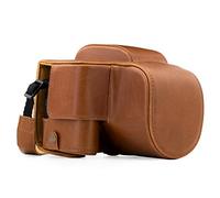 MegaGear MG1225 Ever Ready Leather Case and Strap with Battery Access for Panasonic Lumix DC-FZ80/FZ82 Camera - Light Brown
