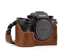 MegaGear MG1244 Sony Alpha A7RIII, A9, A7III Ever Ready Genuine Leather Camera Half Case and Strap - Brown
