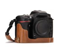 MegaGear MG1251 Ever Ready Genuine Leather Half Case and Strap with Battery Access for Nikon D7500 Camera - Brown