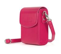 MegaGear MG1254 Leather Camera Case with Strap compatible with Panasonic Lumix DC-TZ95, DC-TZ90, DMC-LX15, DMC-TZ80, DMC-TZ100 - Hot Pink