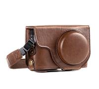 MegaGear MG1259 Ever Ready Leather Camera Case compatible with Panasonic Lumix DC-TZ95, DC-TZ90 - Dark Brown