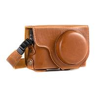 MegaGear MG1260 Ever Ready Leather Camera Case compatible with Panasonic Lumix DC-TZ95, DC-TZ90 - Light Brown