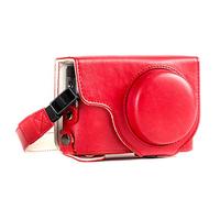 MegaGear MG1262 Ever Ready Leather Camera Case compatible with Panasonic Lumix DC-TZ95, DC-TZ90 - Red