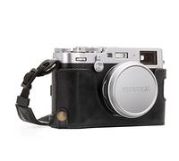MegaGear MG1281 Ever Ready Genuine Leather Half Case and Strap with Battery Access for Fujifilm X100F Camera - Black