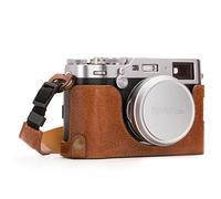 MegaGear MG1282 Ever Ready Genuine Leather Half Case and Strap with Battery Access for Fujifilm X100F Camera - Brown
