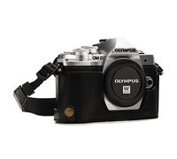 MegaGear MG1350 Ever Ready Leather Half Case and Strap with Battery Access for Olympus OM-D E-M10 Mark III Camera - Black