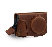 MegaGear MG1436 Ever Ready Genuine Leather Camera Case compatible with Panasonic Lumix DMC-TZ100, DC-TZ200, Brown
