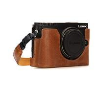 MegaGear MG1443 Panasonic Lumix DC-GX9 Ever Ready Genuine Leather Camera Half Case and Strap, Light Brown