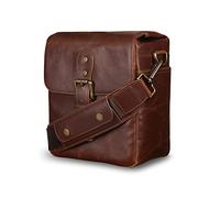 MegaGear MG1523 Leather Camera Messenger Bag for Mirrorless, Instant and DSLR Cameras - Dark Brown