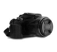 MegaGear MG1533 Nikon Coolpix P1000 Ever Ready Leather Camera Half Case and Strap - Black