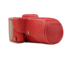 MegaGear MG1554 Canon EOS Rebel T6s, EOS 760D, EOS 8000D (18-55mm) Ever Ready Leather Camera Case and Strap - Red