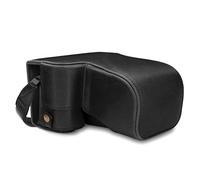 MegaGear MG1660 Ever Ready Leather Camera Case compatible with Sony Alpha A6100, A6400 (18-135mm) - Black