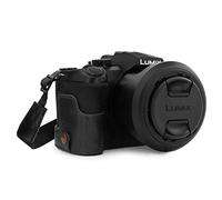 MegaGear MG1681 Ever Ready Genuine Leather Camera Half Case compatible with Leica V-Lux 5, Panasonic Lumix DC-FZ1000 II - Black