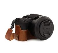 MegaGear MG1682 Ever Ready Genuine Leather Camera Half Case compatible with Leica V-Lux 5, Panasonic Lumix DC-FZ1000 II - Brown