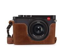 MegaGear MG1719 Ever Ready Genuine Leather Camera Half Case Compatible with Leica Q2 - Brown