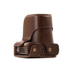 MegaGear MG173 Fujifilm X-A5, X-A3, X-A2, X-A1, X-M1 Ever Ready Leather Camera Case and Strap - Dark Brown