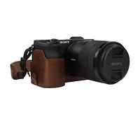 MegaGear MG1808 Ever Ready Leather Camera Half Case Compatible with Sony Alpha A6600 - Dark Brown