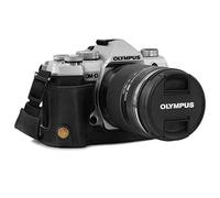 MegaGear MG1864 Ever Ready Genuine Leather Camera Half Case Compatible with Olympus OM-D E-M5 Mark III - Black