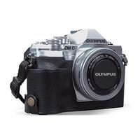 MegaGear MG1934 Ever Ready Genuine Leather Camera Half Case compatible with Olympus OM-D E-M10 Mark IV - Black
