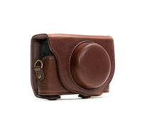MegaGear MG284 Sony Cyber-shot DSC-RX100 VI, DSC-RX100 V, DSC-RX100 IV, DSC-RX100 III Ever Ready Leather Camera Case with Strap - Dark Brown