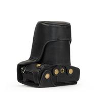 MegaGear MG545 "Ever Ready" Protective Leather Case Bag with 12-40 mm and 40-150 mm Lenses for Olympus OM-D E-M5 Mark II Camera - Black