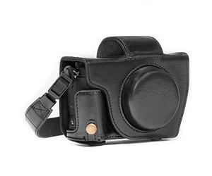 MegaGear MG688 Ever Ready Leather Case and Strap with Battery Access for Canon PowerShot G5 X Camera - Black