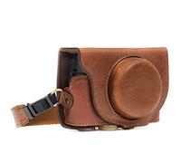 MegaGear MG875 Sony Cyber-shot DSC-RX100 VI, DSC-RX100 V, DSC-RX100 IV Ever Ready Genuine Leather Camera Case with Strap - Dark Brown
