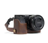 MegaGear MG961 Ever Ready Leather Half Case and Strap with Battery Access for Sony Alpha A6300/A6000 Camera - Dark Brown
