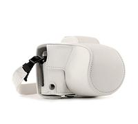 Megagear Olympus OM-D E-M10 Mark III (14-42mm) Ever Ready Leather Camera Case and Strap, with Battery Access - White - MG1349