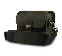 MegaGear Pebble MG1723 Genuine Leather Camera Messenger Bag for Mirrorless, Instant and DSLR Cameras - Olive