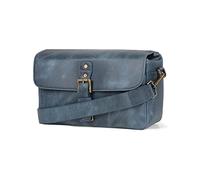 MegaGear Torres Genuine Leather Camera Messenger Bag for Mirrorless, Instant and DSLR Cameras MG1333,Blue