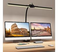 Megainvo LED Desk Lamp,24W Eye-Caring LED Desk Lamp with Clamp,5 Colors Adjustable Modes,CRI≥95,Stepless Dimming,Timer Function,Dual Light Bar& USB Charing for Study/Home/Office/Reading (Black)