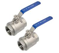 Megairon 2Pcs 316 Stainless Steel 1.5" Full Port Ball Valve with Heavy Duty Blue Vinyl Insulation Handle, NPT Female x Female Thread,1000 WOG