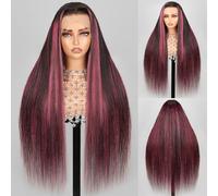 Megalady Beauty 1B / Purple Highlighted Lace Front Wig Human Hair 13x4 Ombre Lace Front Wig 210% Density HD Lace Front Wig
