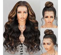 Megalady Beauty Lace Front Wigs 360 Real Hair Fbp30 Highlighted Ombre Wig with Front Net Real Hair 12A Wigs Full Lace Real Hair 210% Density Pre Ar