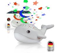 MegaLight Baby Night Light with Star Projector, Starry Sky, 2-in-1 Starry Sky Projector & Warm White Night Light, RGB Star Projector in 3 Colours, Silicone, White