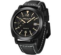MEGALITH Mens Analog Quartz Watch: Black Dial Nylon Strap Waterproof Luminous for Business Casual Occasions