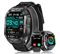 MEGALITH Military Smart Watch for Men: Fitness Tracker Sports Mens Watches Waterproof - Bluetooth Call Smartwatch for Android iOS Black Nylon