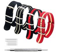 MEGALITH Nato Strap 4/8 Packs 16mm 18mm 20mm 22mm 24mm Ballistic Nylon Watch Bands Swiss Zulu Straps Stainless Steel Buckle with 4 Top Spring Bars and Spring Bar Link Pin Remover Tool