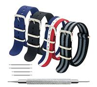 MEGALITH Nato Strap 4/8 Packs 16mm 18mm 20mm 22mm 24mm Ballistic Nylon Watch Bands Swiss Zulu Straps Stainless Steel Buckle with 4 Top Spring Bars and Spring Bar Link Pin Remover Tool