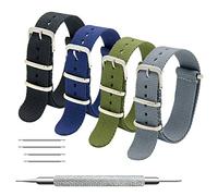 MEGALITH Nato Strap 4/8 Packs 16mm 18mm 20mm 22mm 24mm Ballistic Nylon Watch Bands Swiss Zulu Straps Stainless Steel Buckle with 4 Top Spring Bars and Spring Bar Link Pin Remover Tool